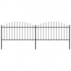 Clôture de jardin à dessus en lance Acier (1,25-1,5)x3,4 m Noir alsavelo