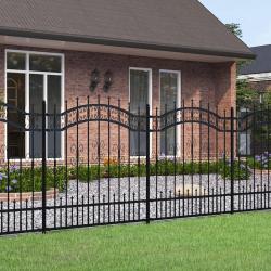 Clôture de jardin avec sommet de lance Noir 165 cm alsavelo
