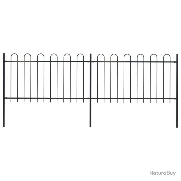 Clture de jardin avec dessus en cerceau Acier 3,4 x 1 m Noir alsavelo
