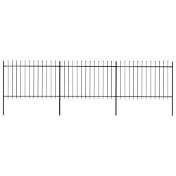 Clôture de jardin avec dessus en lance Acier 5,1 x 1,2 m Noir alsavelo