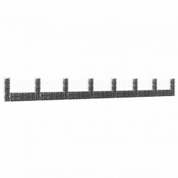 Panier de gabion en forme de U avec 8 poteaux Fer 860x20x100 cm alsavelo