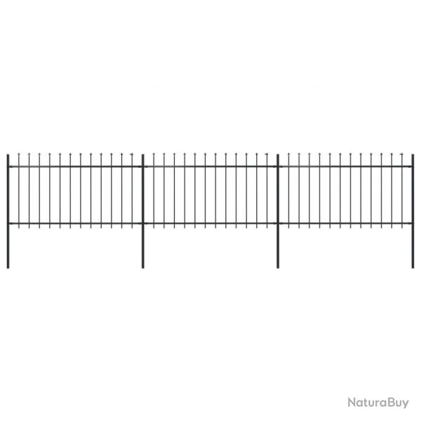 Clture de jardin avec dessus en lance Acier 5,1 x 1 m Noir alsavelo