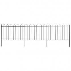Clôture de jardin avec dessus en cerceau Acier 5,1 x 1,2 m Noir alsavelo