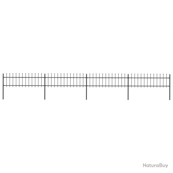 Clture de jardin avec dessus en lance Acier 6,8 x 0,6 m Noir alsavelo