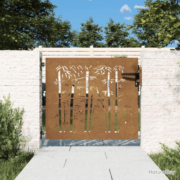 Portail de jardin 85x100 cm acier corten design de bambou alsavelo