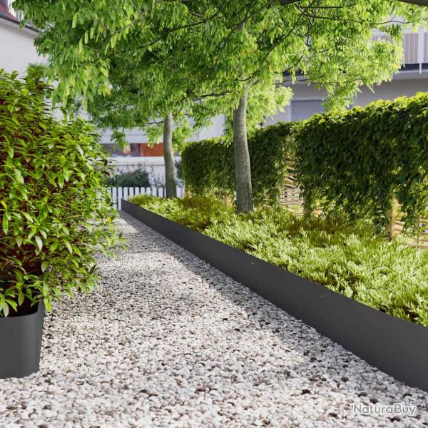 Bordures de pelouse 20 pcs noir 25x103 cm acier lamin  froid alsavelo