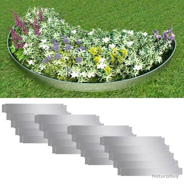 Clture de pelouse flexible 20 pcs Acier galvanis 100x14 cm alsavelo