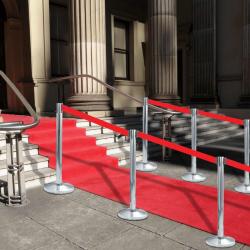Colonnes avec bandes 4 pcs Barrière d'aéroport Inox Argenté alsavelo