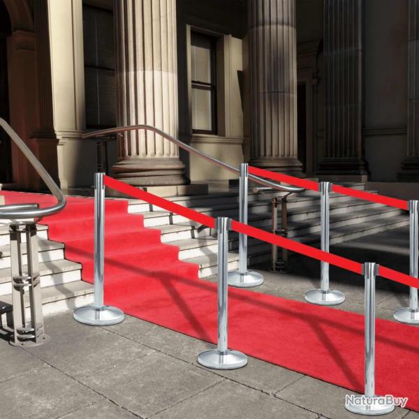 Colonnes avec bandes 4 pcs Barrire d'aroport Inox Argent alsavelo