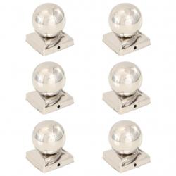 Bouchons de poteau 6 pcs Globe final Acier inoxydable 91x91 mm alsavelo