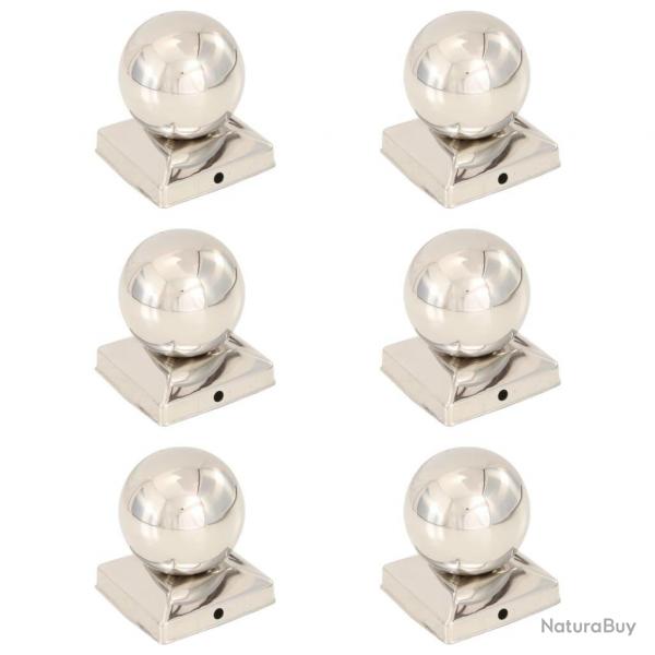 Bouchons de poteau 6 pcs Globe final Acier inoxydable 91x91 mm alsavelo
