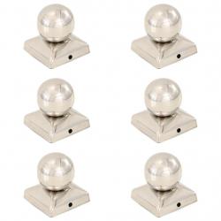 Bouchons de poteau 6 pcs Globe final Acier inoxydable 71x71 mm alsavelo
