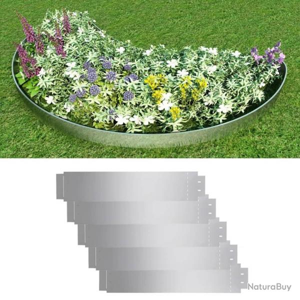 Bordure de pelouse 5 pcs Acier galvanis 100 x 19 cm alsavelo