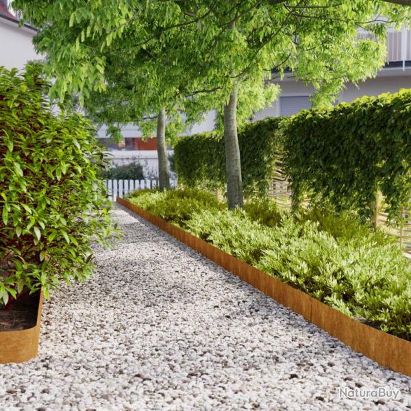 Bordures de pelouse 10 pcs 15x103 cm acier corten flexible alsavelo