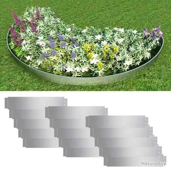 Clture de pelouse 15 pcs Acier galvanis 100x20 cm alsavelo
