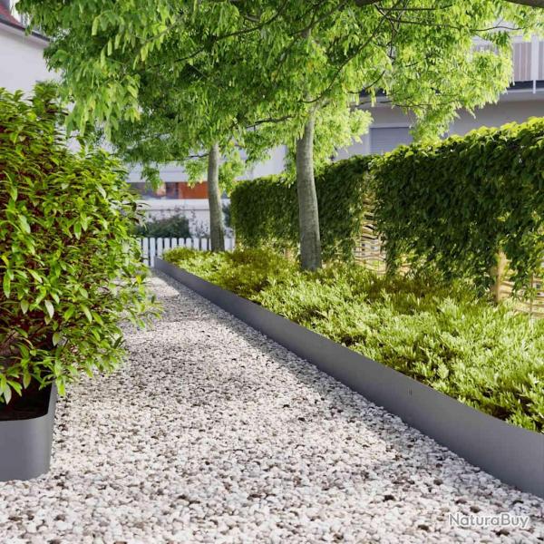Bordures pelouse 30pcs anthracite 20x103cm acier lamin  froid alsavelo