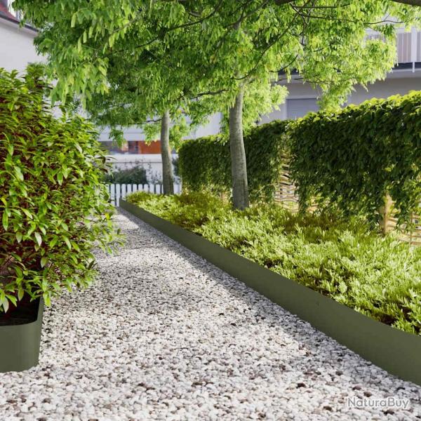 Bordures pelouse 30pcs vert olive 20x103cm acier lamin  froid alsavelo