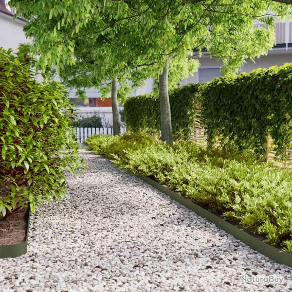 Bordures pelouse 50pcs vert olive 10x103cm acier lamin  froid alsavelo