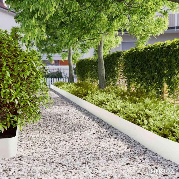 Bordures de pelouse 30 pcs blanc 20x103 cm acier lamin  froid alsavelo