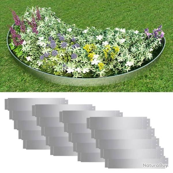 Clture de pelouse 20 pcs Acier galvanis 100x20 cm alsavelo
