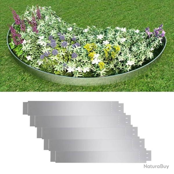 Clture flexible de pelouse 5 pcs Acier galvanis 100x14 cm alsavelo