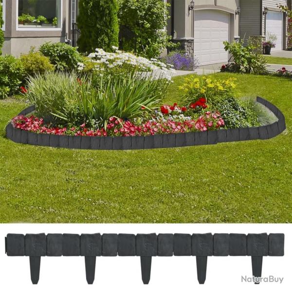 Clture de jardin/pelouse plastique aspect de pierre 41 pcs 10m alsavelo
