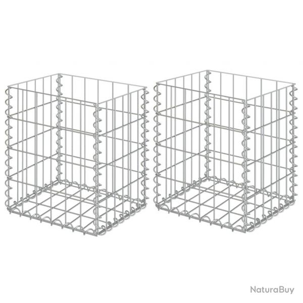 Paniers de gabion 2 pcs Acier galvanis 30x30x40 cm alsavelo