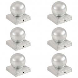Bouchons de poteau 6 pcs Globe final Métal galvanisé 91x91 mm alsavelo