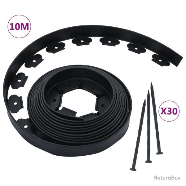 Bordure de pelouse flexible avec 30 piquets 10 m 5 cm alsavelo