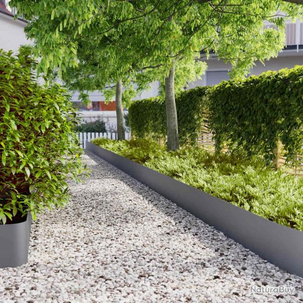 Bordures pelouse 10pcs anthracite 25x103cm acier lamin  froid alsavelo