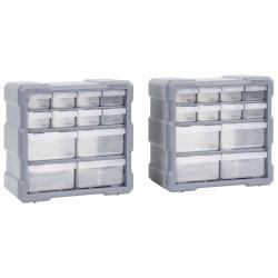 Organisateurs multi-tiroirs avec 12 tiroirs 2 pcs 26,5x16x26 cm alsavelo