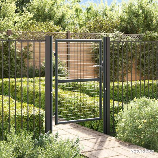 Portail en maille de jardin Acier galvanis 100 x 175 cm Gris alsavelo