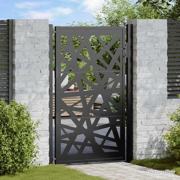 Portail de jardin noir 105x155 cm acier conception de lumire alsavelo