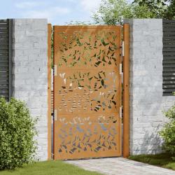 Porte de jardin acier résistant aux intempéries design feuilles alsavelo
