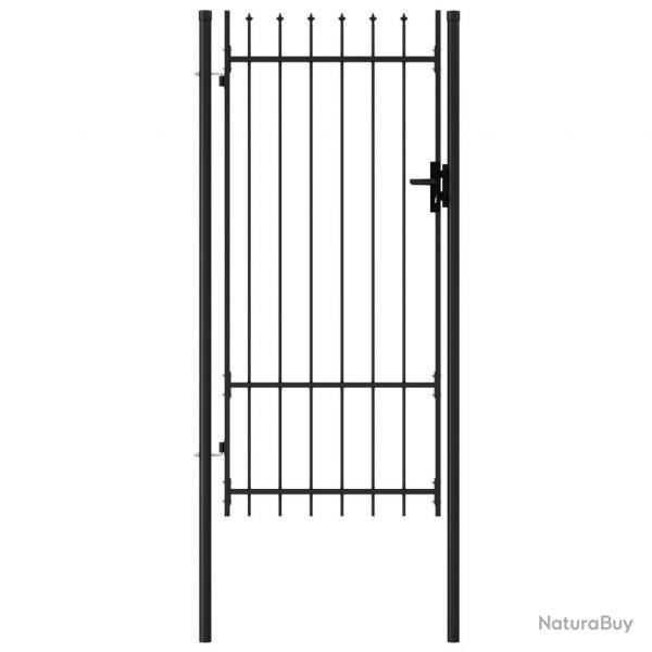 Portillon simple porte avec dessus  pointe Acier 1x2 m Noir alsavelo