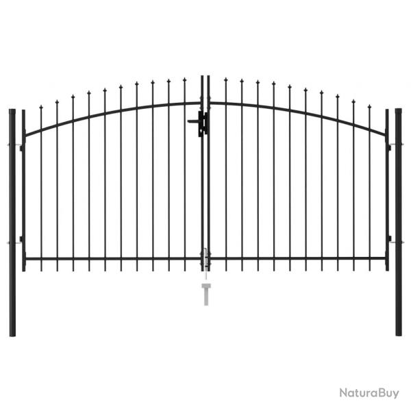 Portillon double porte avec dessus  pointe Acier 3x1,5 m Noir alsavelo