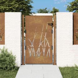 Portail de jardin 105x155 cm acier corten conception d'herbe alsavelo