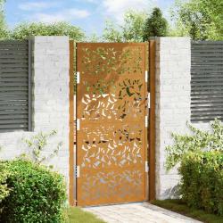Porte de jardin acier résistant aux intempéries design feuilles alsavelo