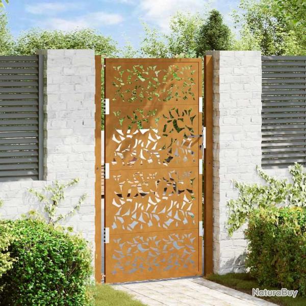 Porte de jardin acier rsistant aux intempries design feuilles alsavelo