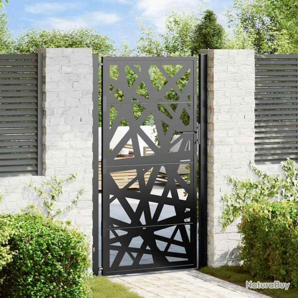 Portail de jardin noir 105x180 cm acier conception de lumire alsavelo