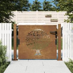 Portail de jardin 105x80 cm acier corten conception de l'arbre alsavelo