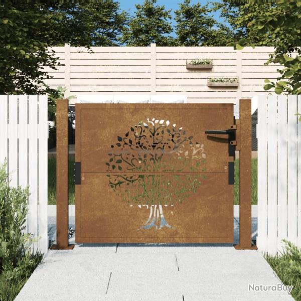 Portail de jardin 105x80 cm acier corten conception de l'arbre alsavelo