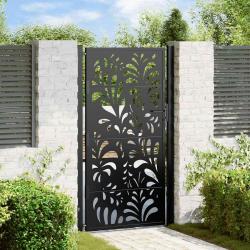 Portail de jardin noir 105x180 cm acier conception de vagues alsavelo