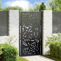 Portail de jardin noir 105x180 cm acier conception de flamme alsavelo