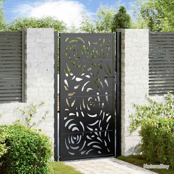 Portail de jardin noir 105x180 cm acier conception de flamme alsavelo
