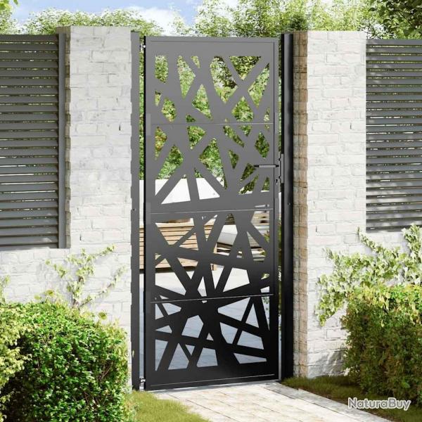 Portail de jardin noir 105x205 cm acier conception de lumire alsavelo