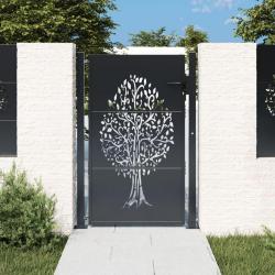 Portail de jardin anthracite 105x155cm acier conception d'arbre alsavelo
