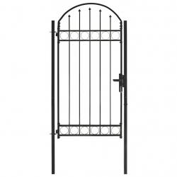 Portail de jardin avec dessus arqué Acier 100x250 cm Noir alsavelo