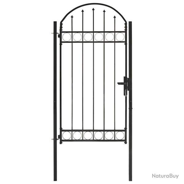 Portail de jardin avec dessus arqu Acier 100x250 cm Noir alsavelo