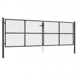 Portail en maille de jardin Acier galvanisé 400 x 175 cm Gris alsavelo